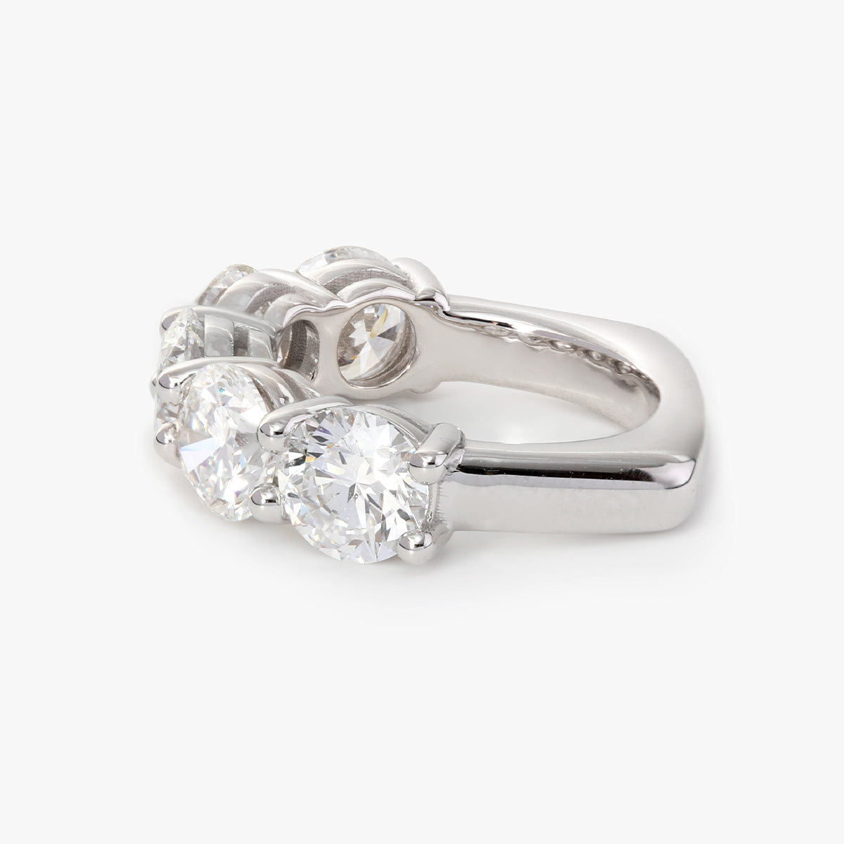 14K White Gold Round Cut Lab Diamond 5 Stone Anniversary Ring