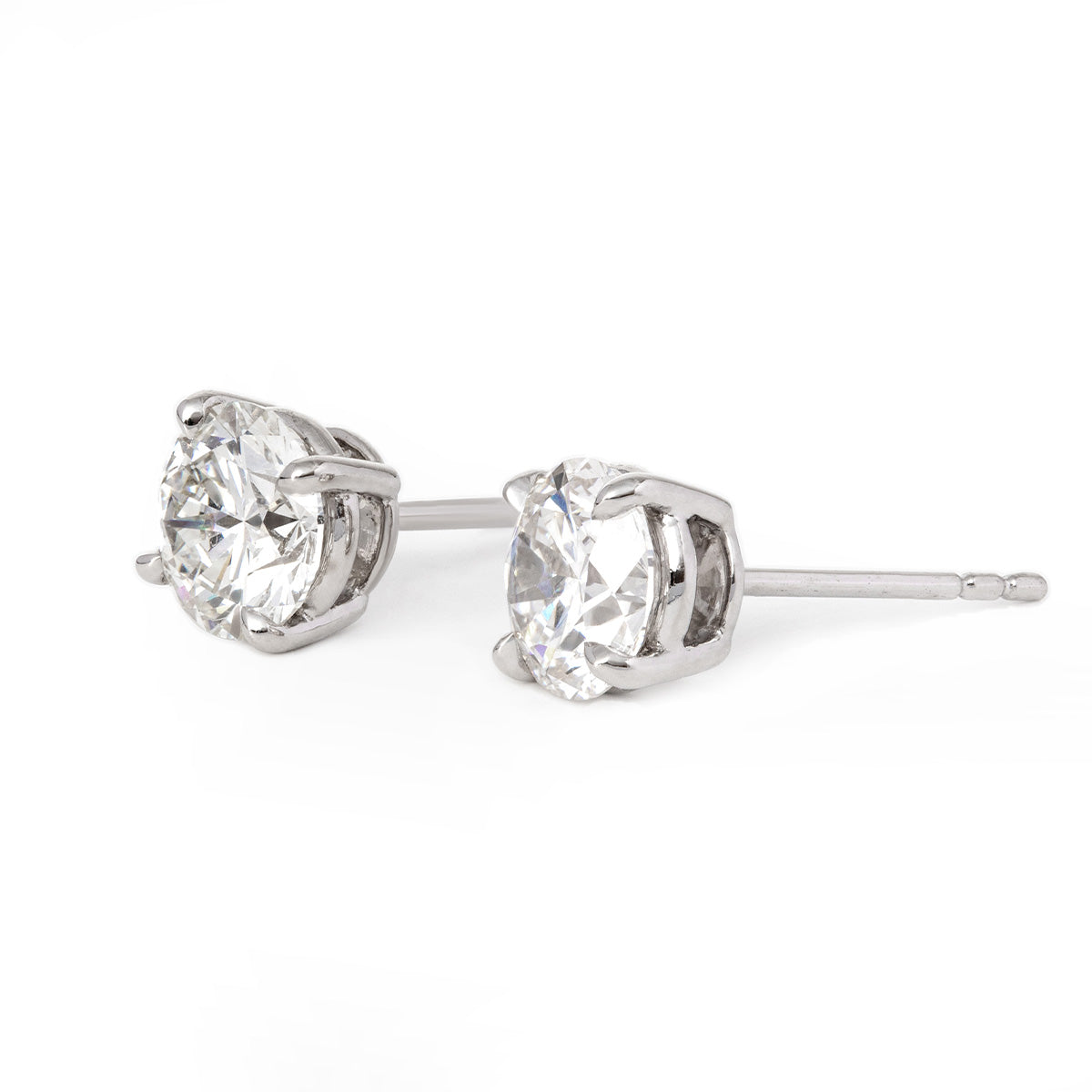 Cherished Moments 14K Gold 2 ct tw Round Cut Lab Diamond 4 Claw Prongs Basket Stud Earrings (FG Color, VS Clarity)