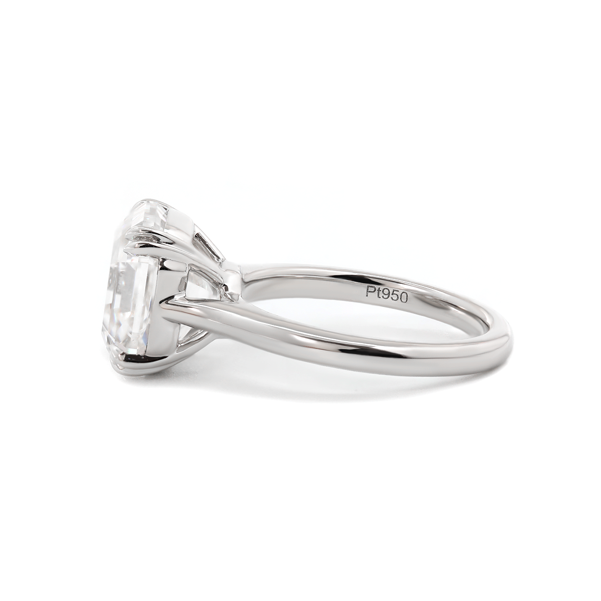 Platinum 5ct Antique Asscher Cut Lab Diamond Double Claw Prong Basket Solitaire Ring