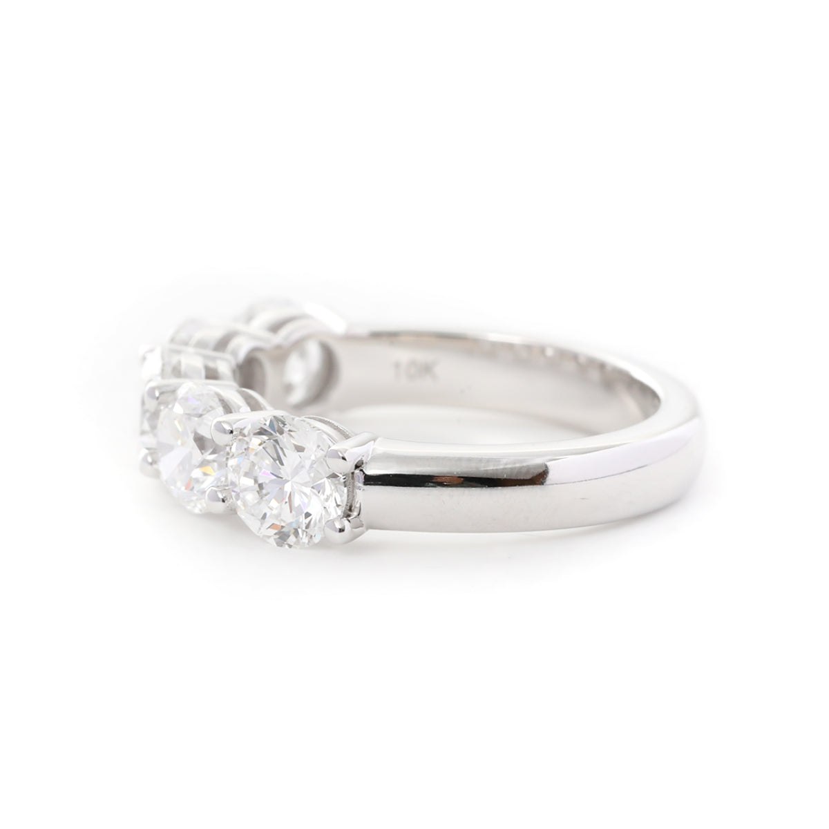 14K White Gold 5-Sotne Round Diamond Ring