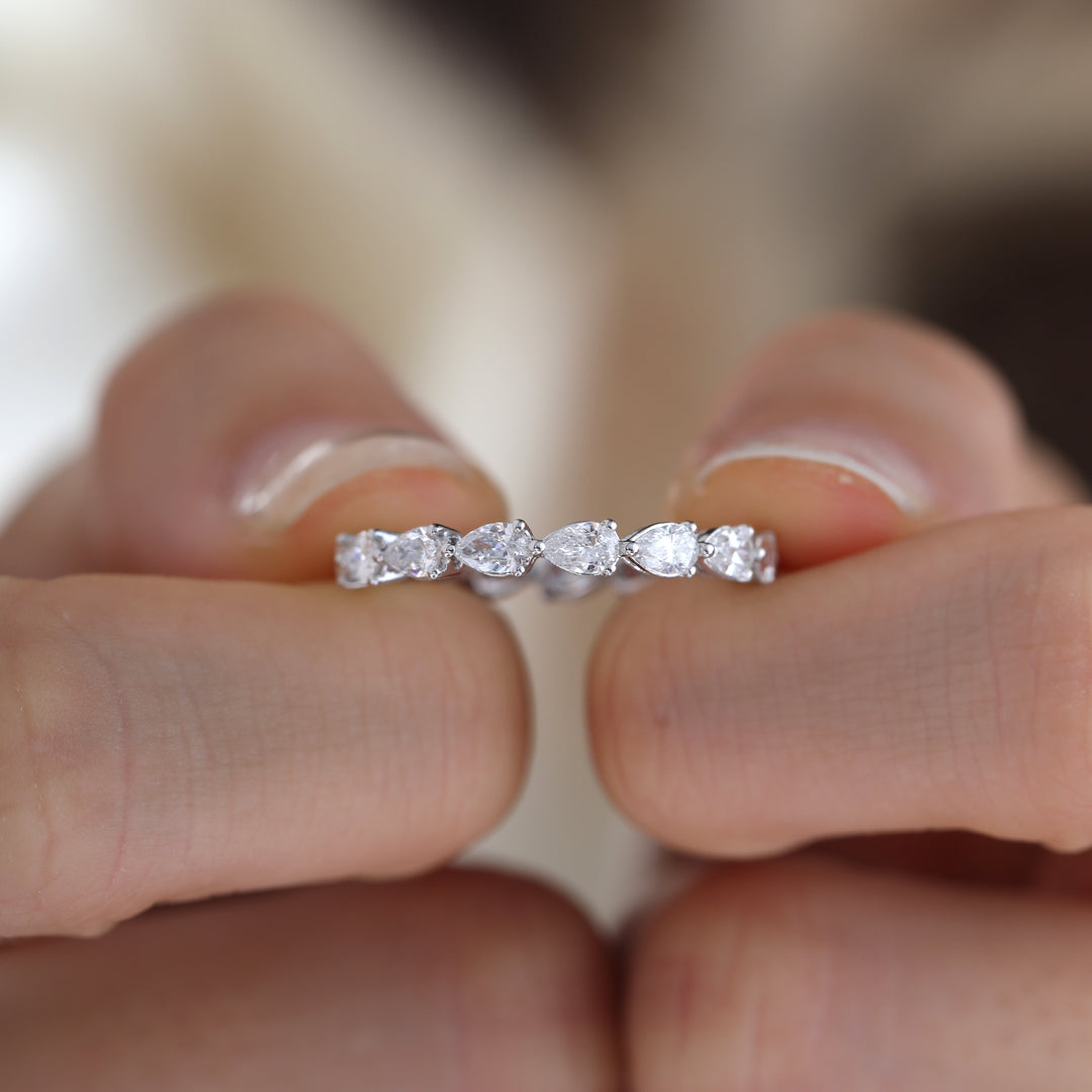 Pear-Cut Lab Diamond East-West Eternity Wedding Ring