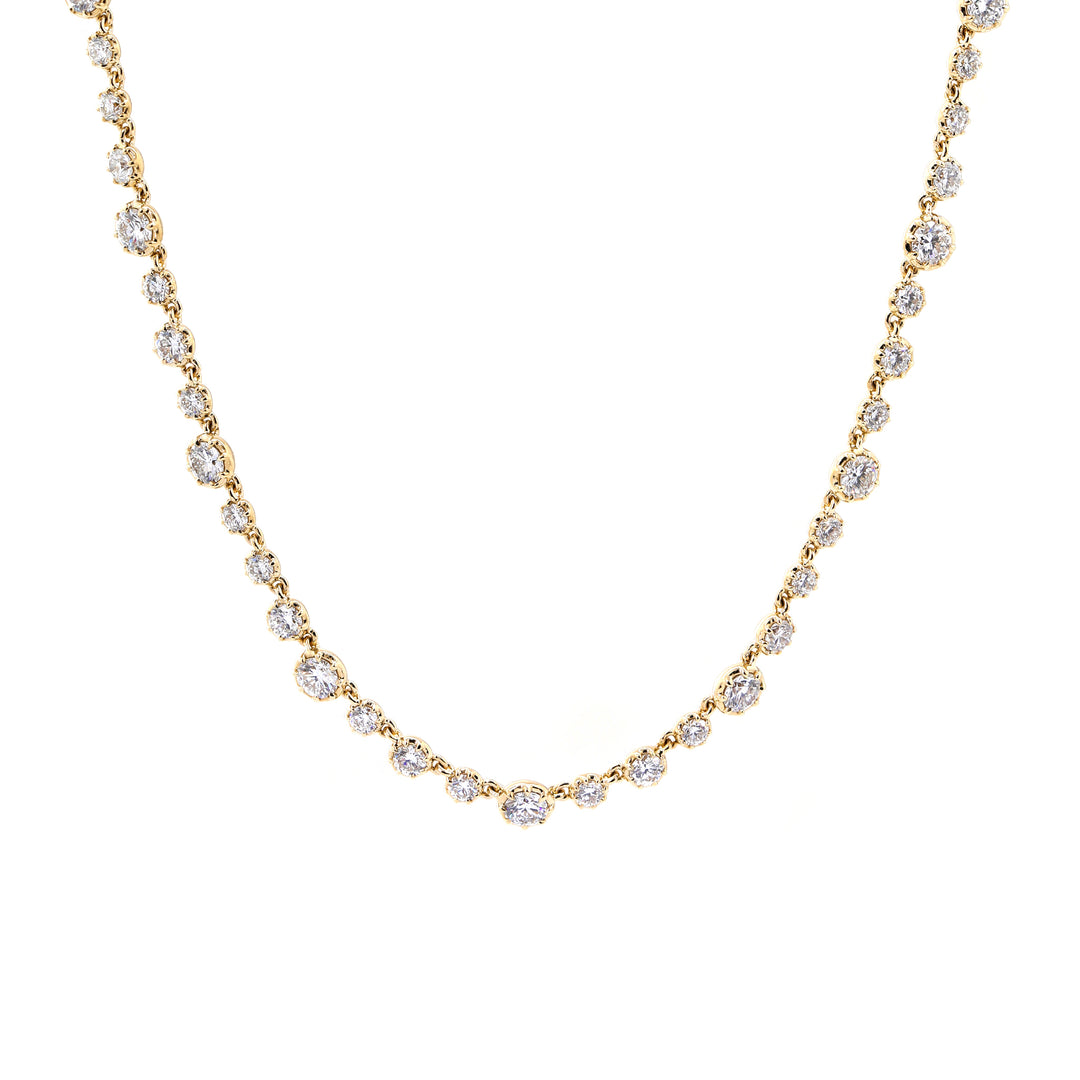 Round Brilliant-Cut Lab Diamond 8-Claw Dome-Back Station Necklace with Adjustable Chain