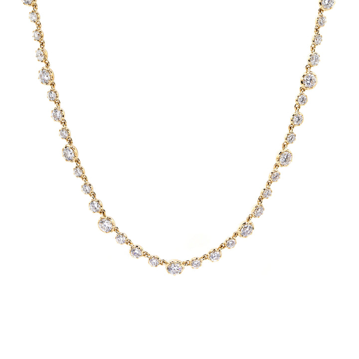 Round Brilliant-Cut Lab Diamond 8-Claw Dome-Back Station Necklace with Adjustable Chain