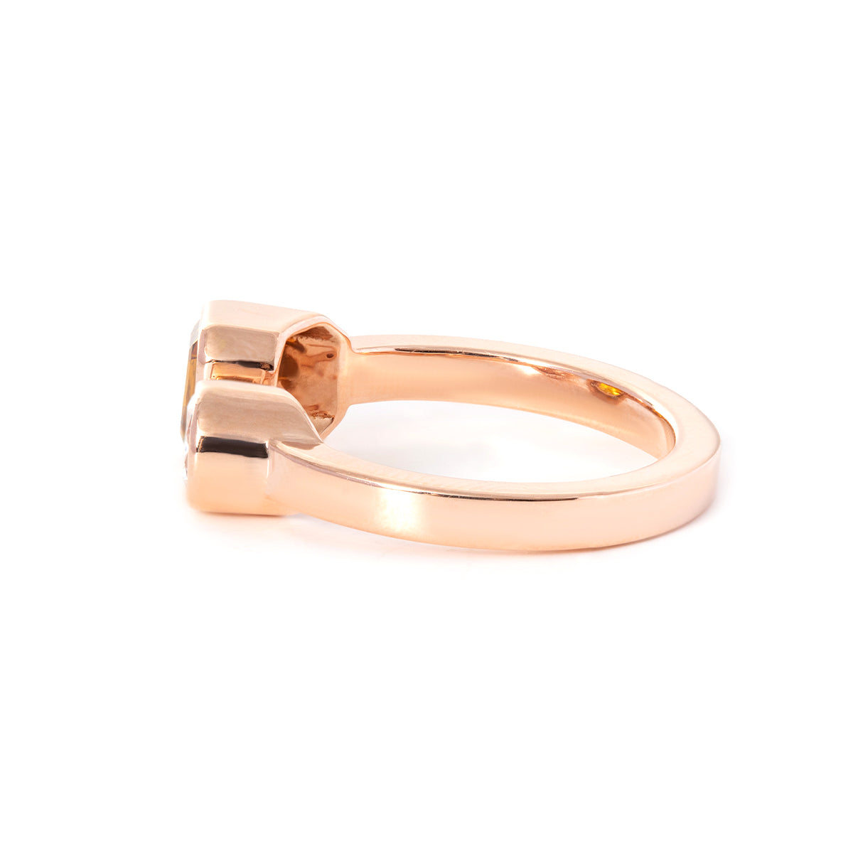 14K Rose Gold Emerald Cut Lab Sapphire and Old European Cut Lab Diamond Toi et Moi Ring