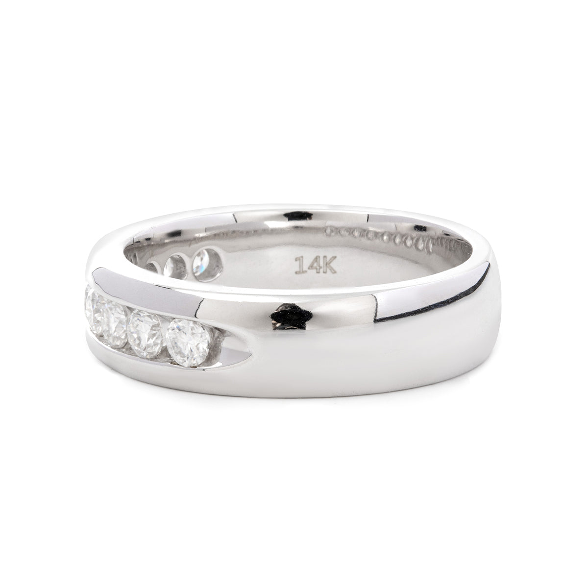 14K White Gold Round Lab Diamond Channel Setting Men's Ring