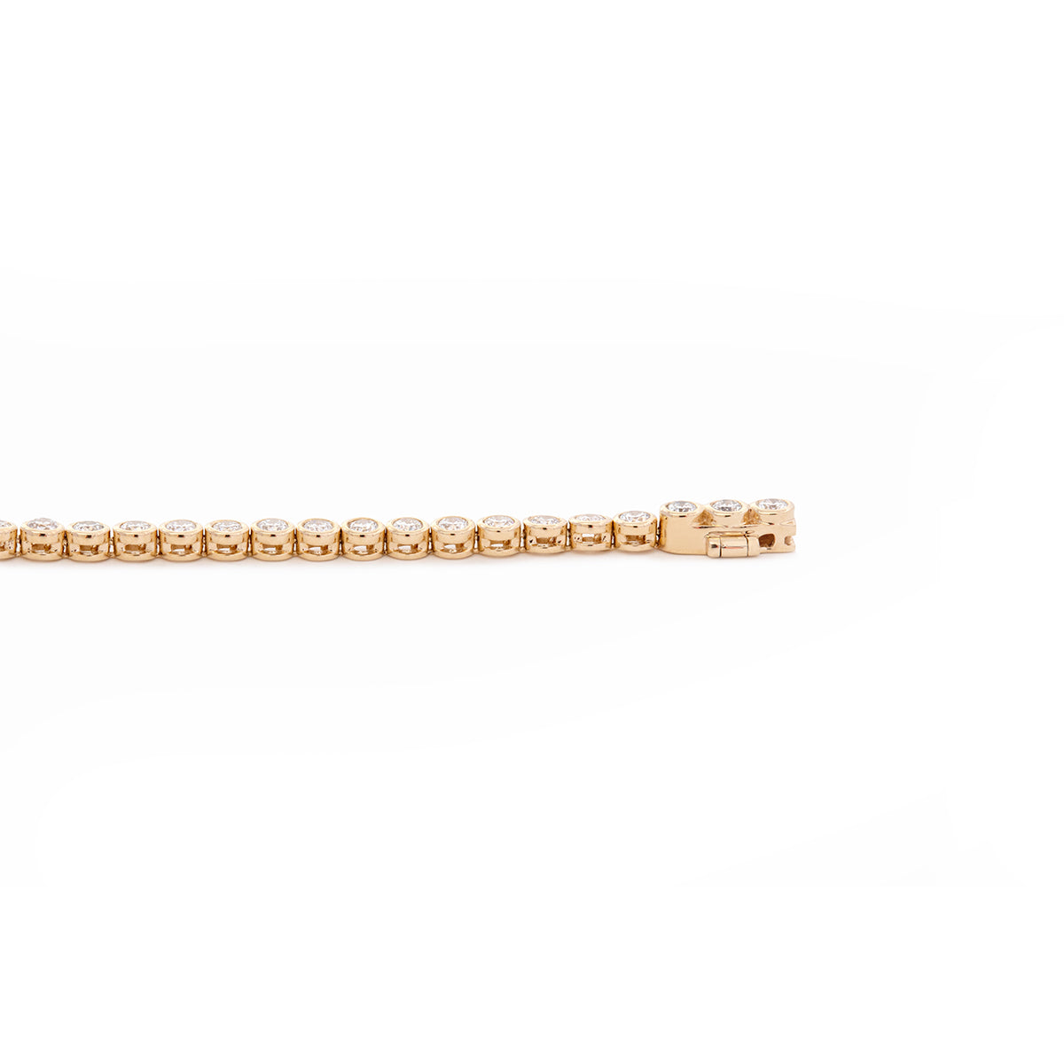 14K Yellow Gold Round Lab Diamond Bezel Setting Tennis Bracelet