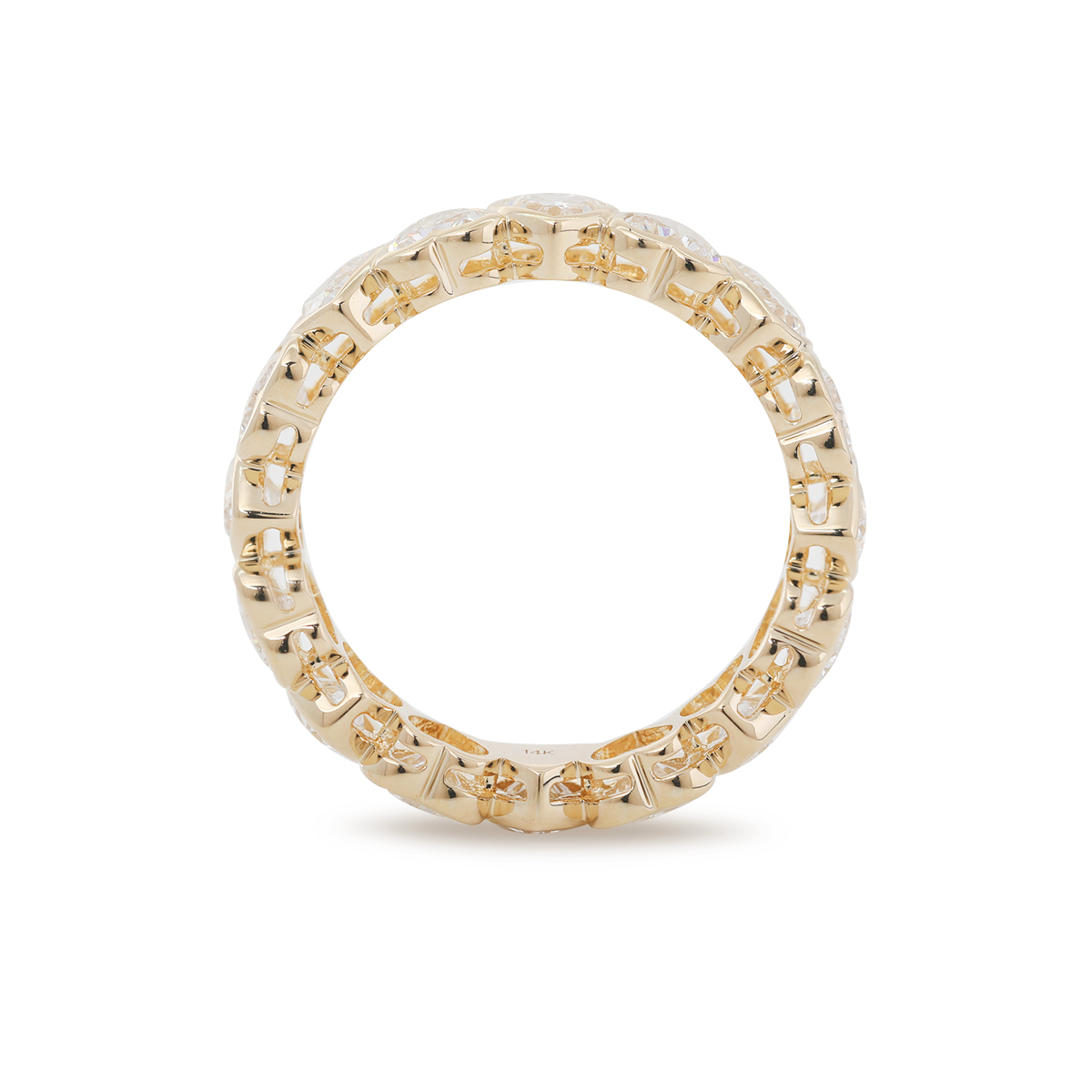 14K Yellow Gold Heart Shaped Lab Diamond Bezel Eternity Ring