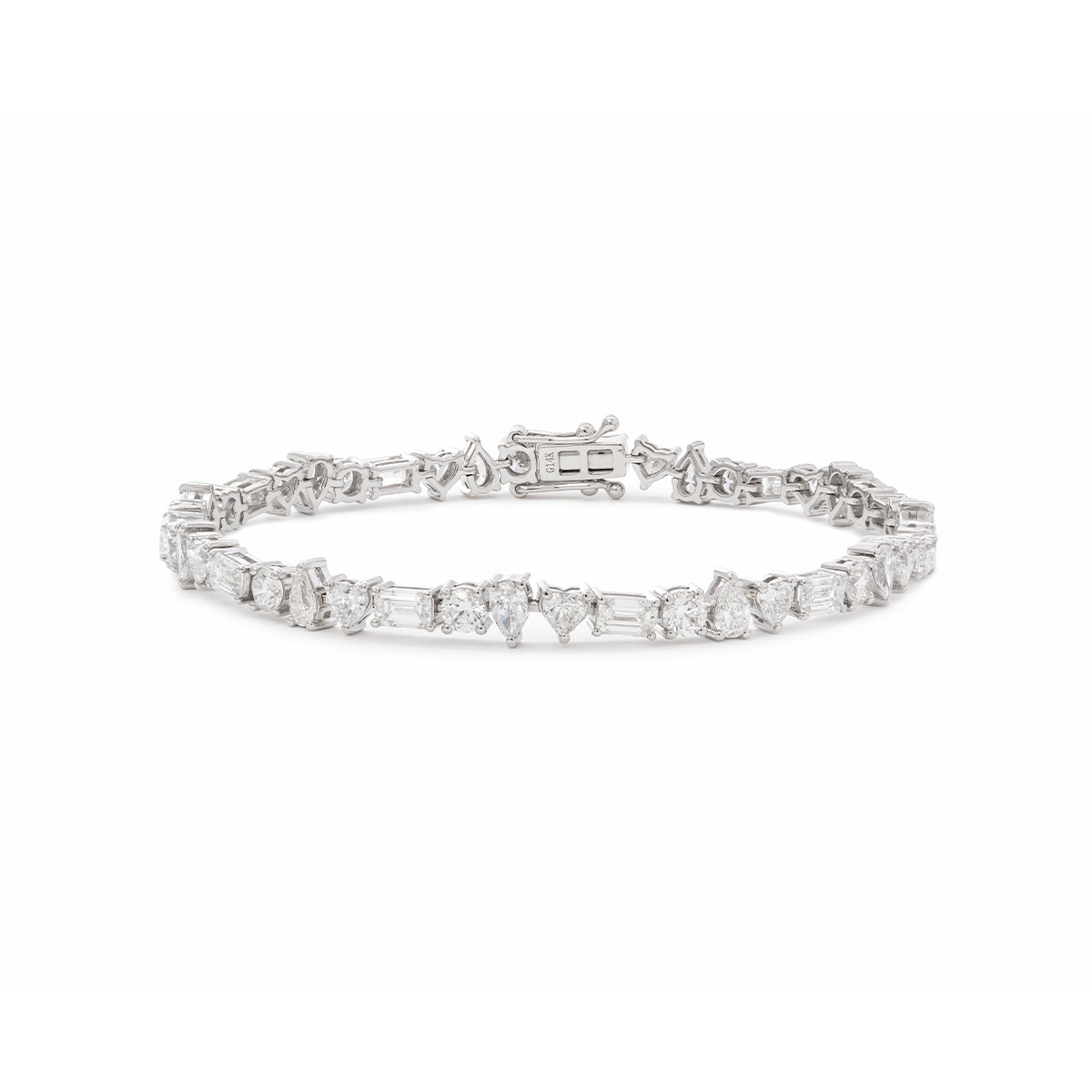 14K White Gold Moissanite Tennis Bracelet – Four Distinct Shapes