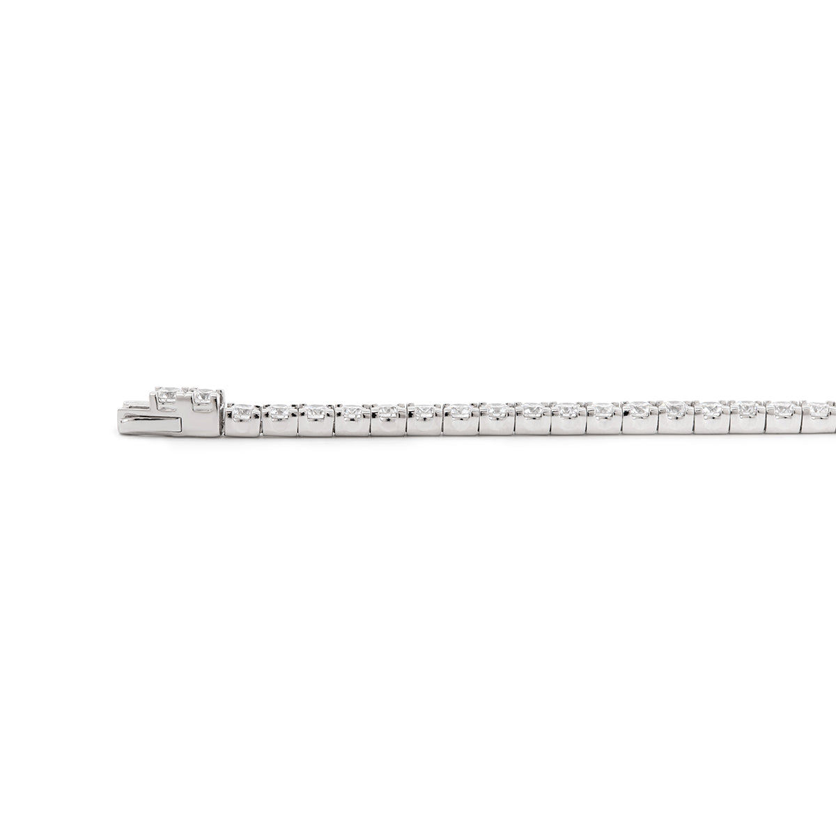 Platinum Round Lab Diamond Tennis Bracelet in A Channel-set, Fully Enclosed Back Design