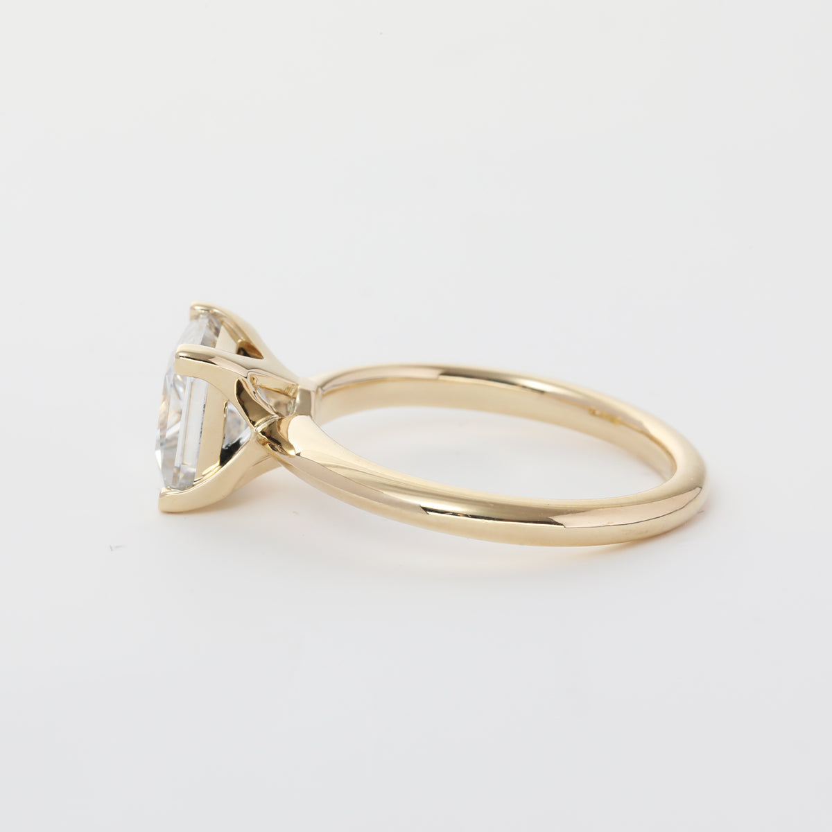 14K Yellow Gold 3ct Princess Cut Lab Diamond Solitaire Ring