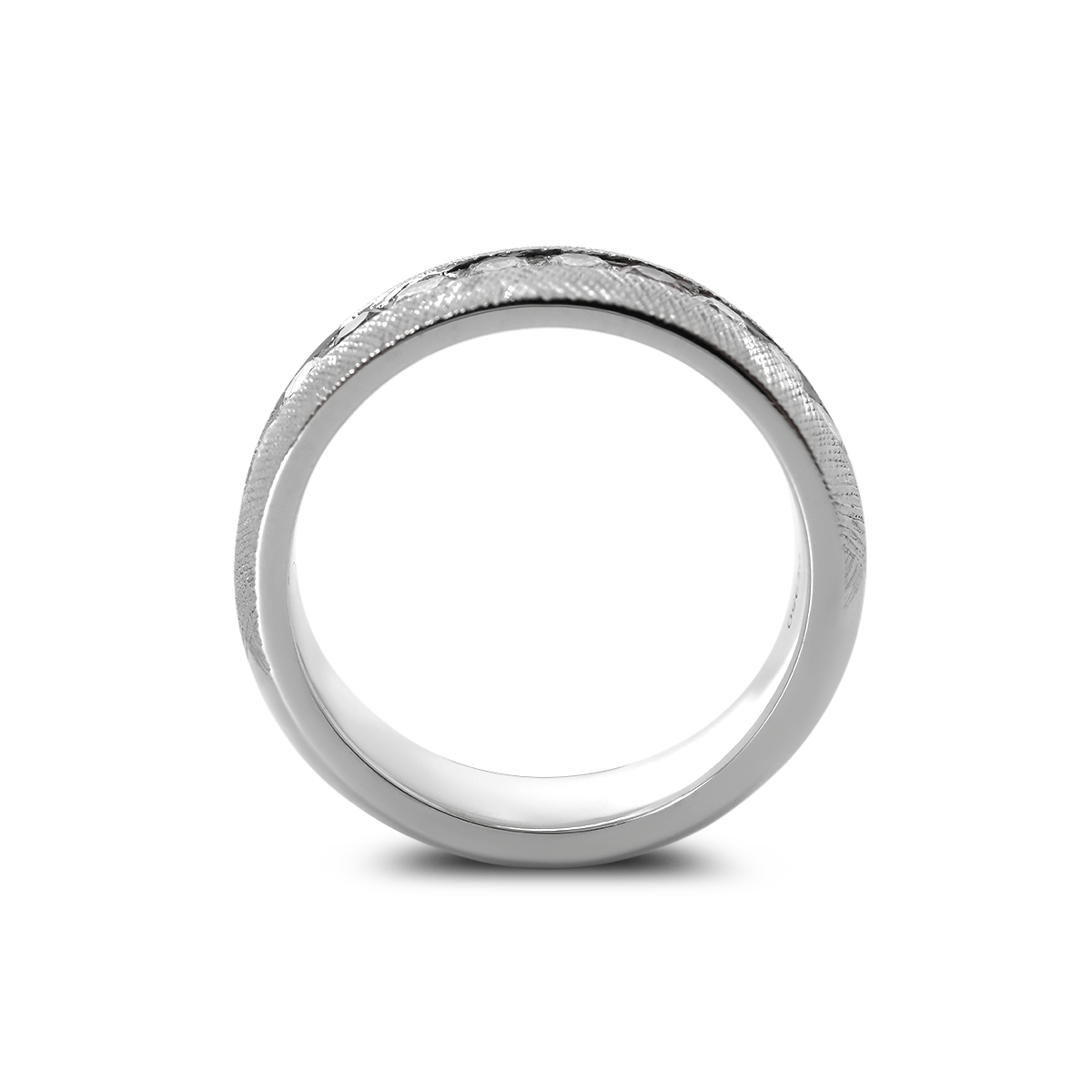 Platinum Round Lab Diamond Half Eternity Channel Setting Florentine Finish Wedding Men's Ring