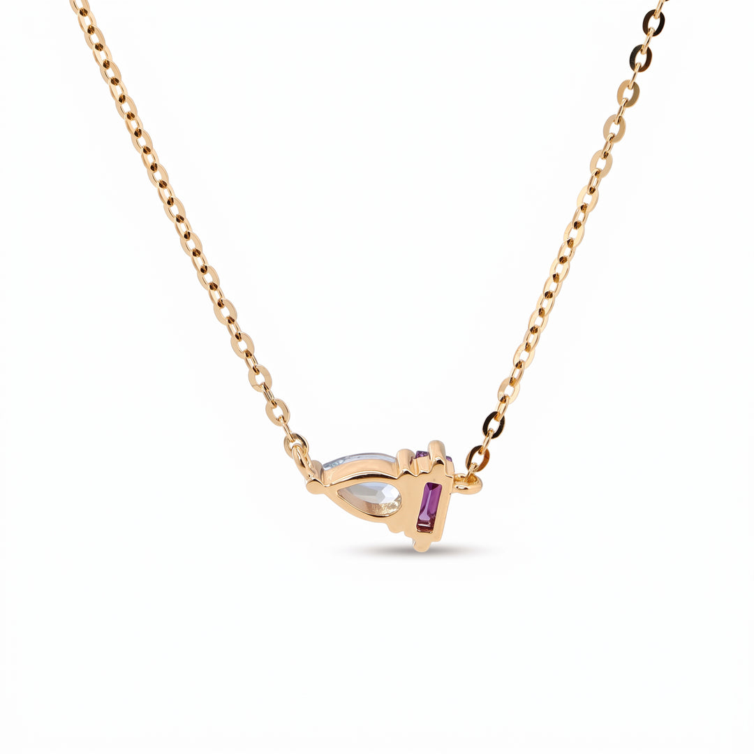 Pear-Cut Alexandrite &amp; Baguette-Cut Natural Amethyst Toi et Moi Pendant Necklace