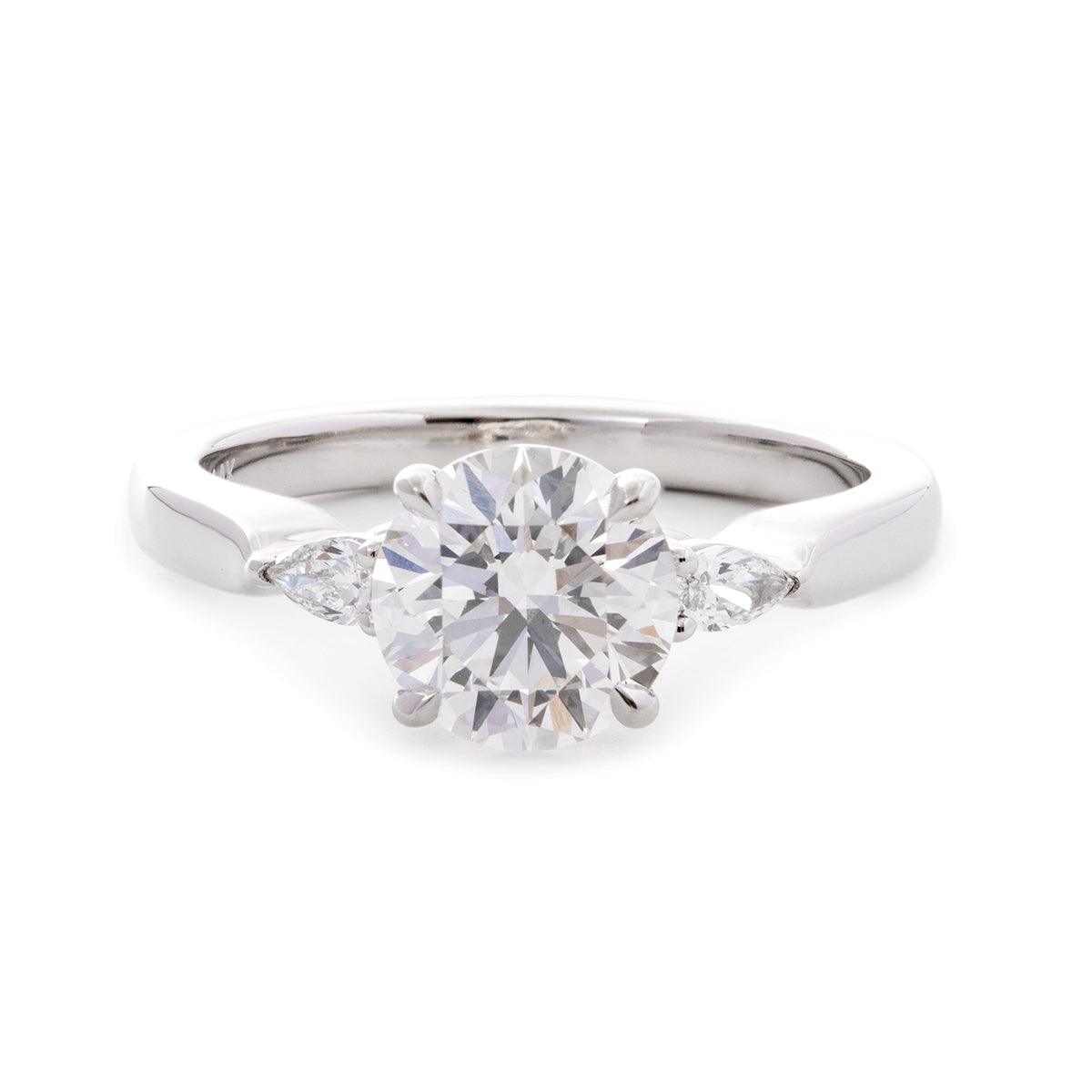 14K White Gold 1.5ct Round Cut Lab Diamond Three Stone Ring