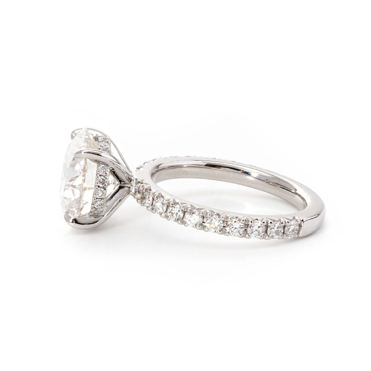 14K White Gold 3ct Round Brilliant Cut Lab Diamond Hidden Halo Bridal Set Rings