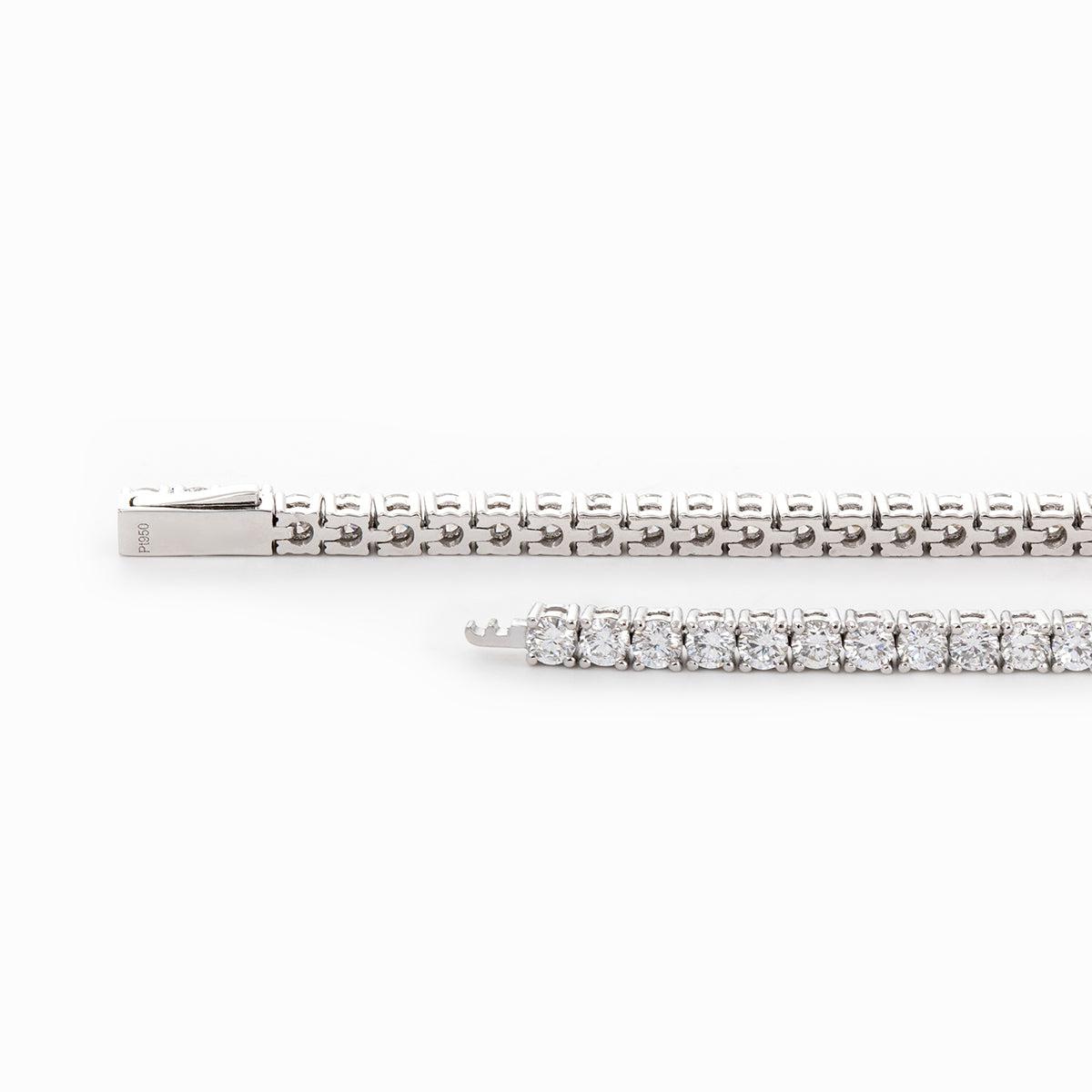 Platinum Round Brilliant Cut Diamond 4 Prong Basket Tennis Bracelet