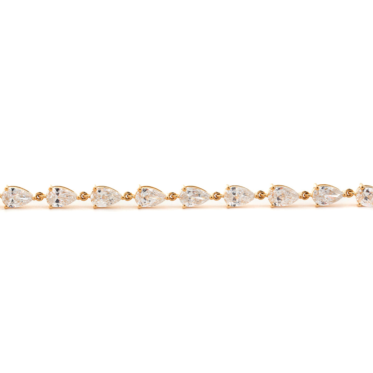 18K Yellow Gold Pear Lab Diamond 9 Stone Chain Bracelet