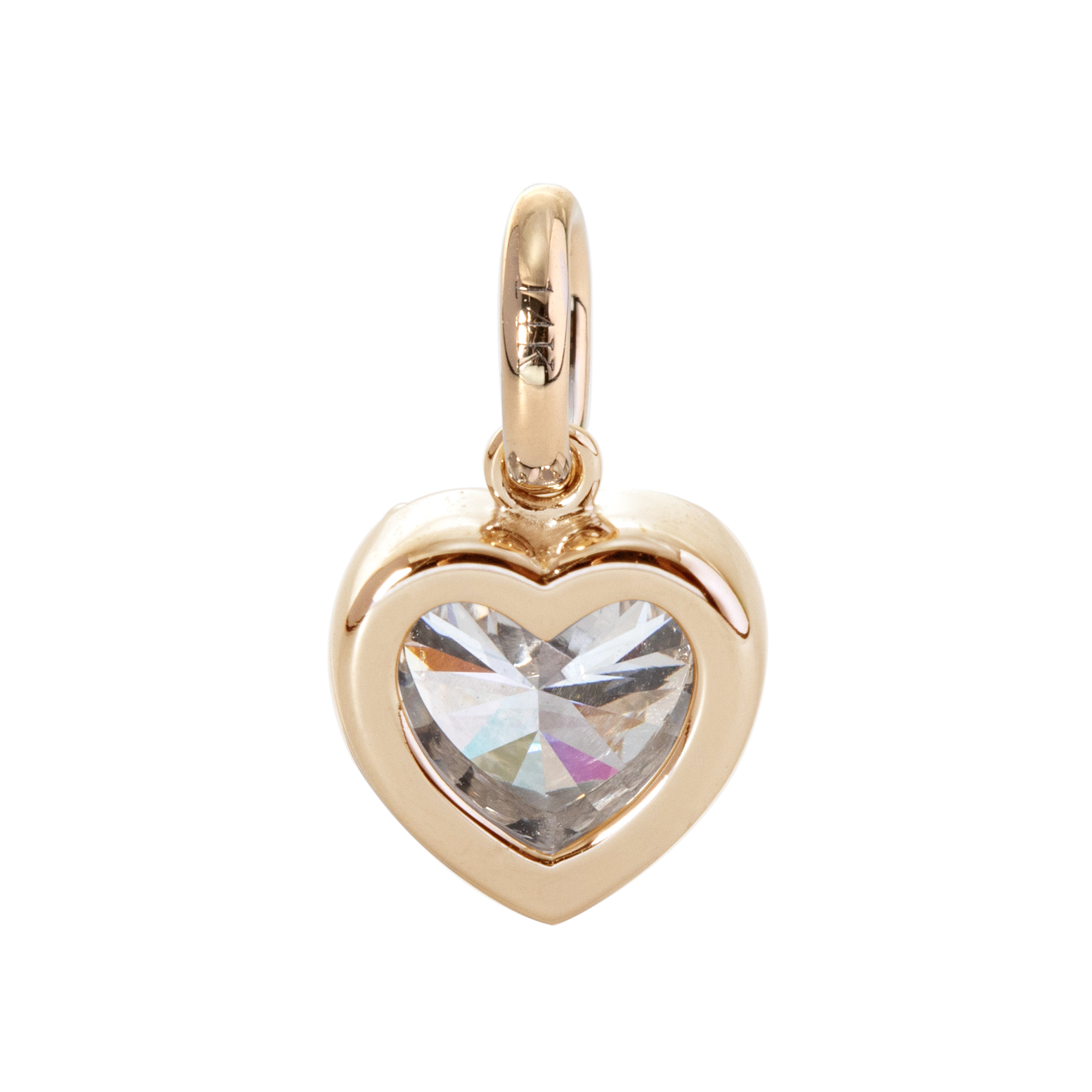 Cherished Moments 14K Yellow Gold Necklace with 2 ct Heart Shaped Lab Diamond Pendant in Bezel Setting