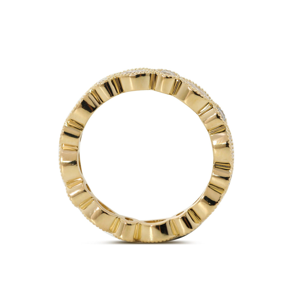 2mm Round and 4*2mm Marquise Cut Lab Diamond Millegrain Bezel Eternity Ring - FIORESE JEWELRY