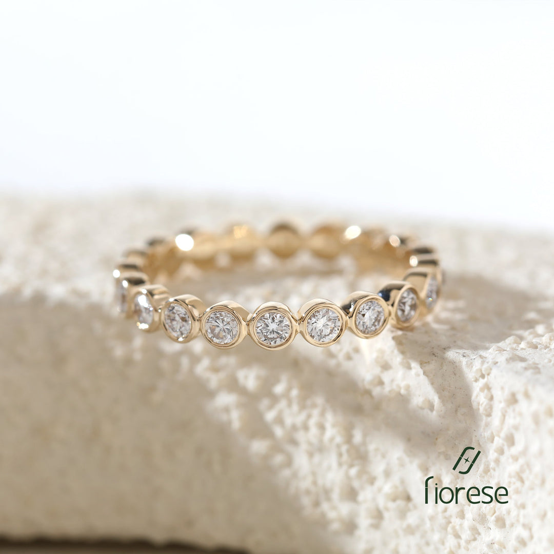 2mm Round Lab Diamond Bezel Eternity Ring - FIORESE JEWELRY