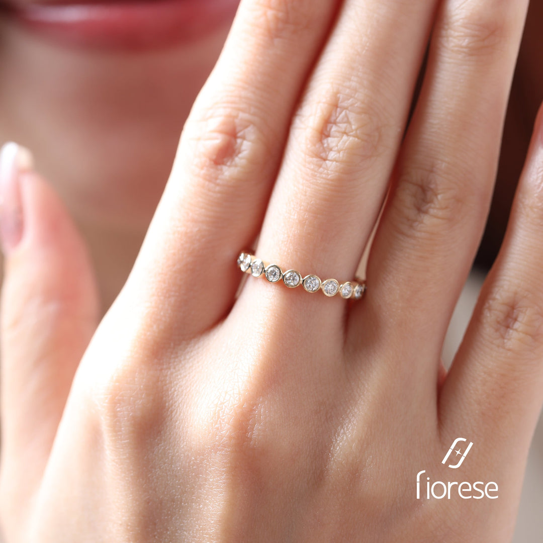 2mm Round Lab Diamond Bezel Eternity Ring - FIORESE JEWELRY