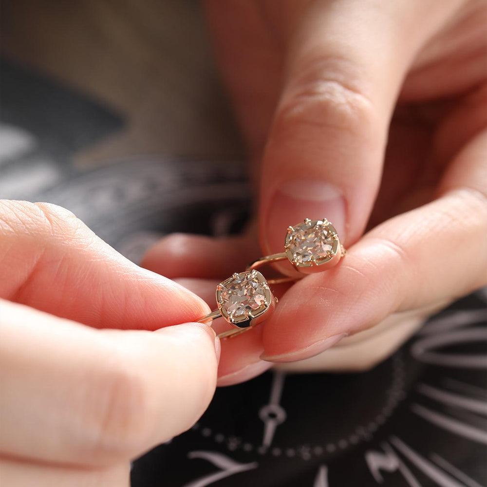 3 CT TW Elongated Old Mine Cut Lab Diamond Leverback Earrings - FIORESE JEWELRY