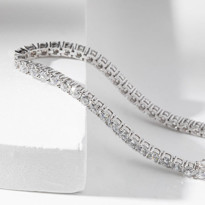 3.3mm Round Cut Lab Diamond 4 Prong Basket Tennis Bracelet Everyday Essential - FIORESE JEWELRY