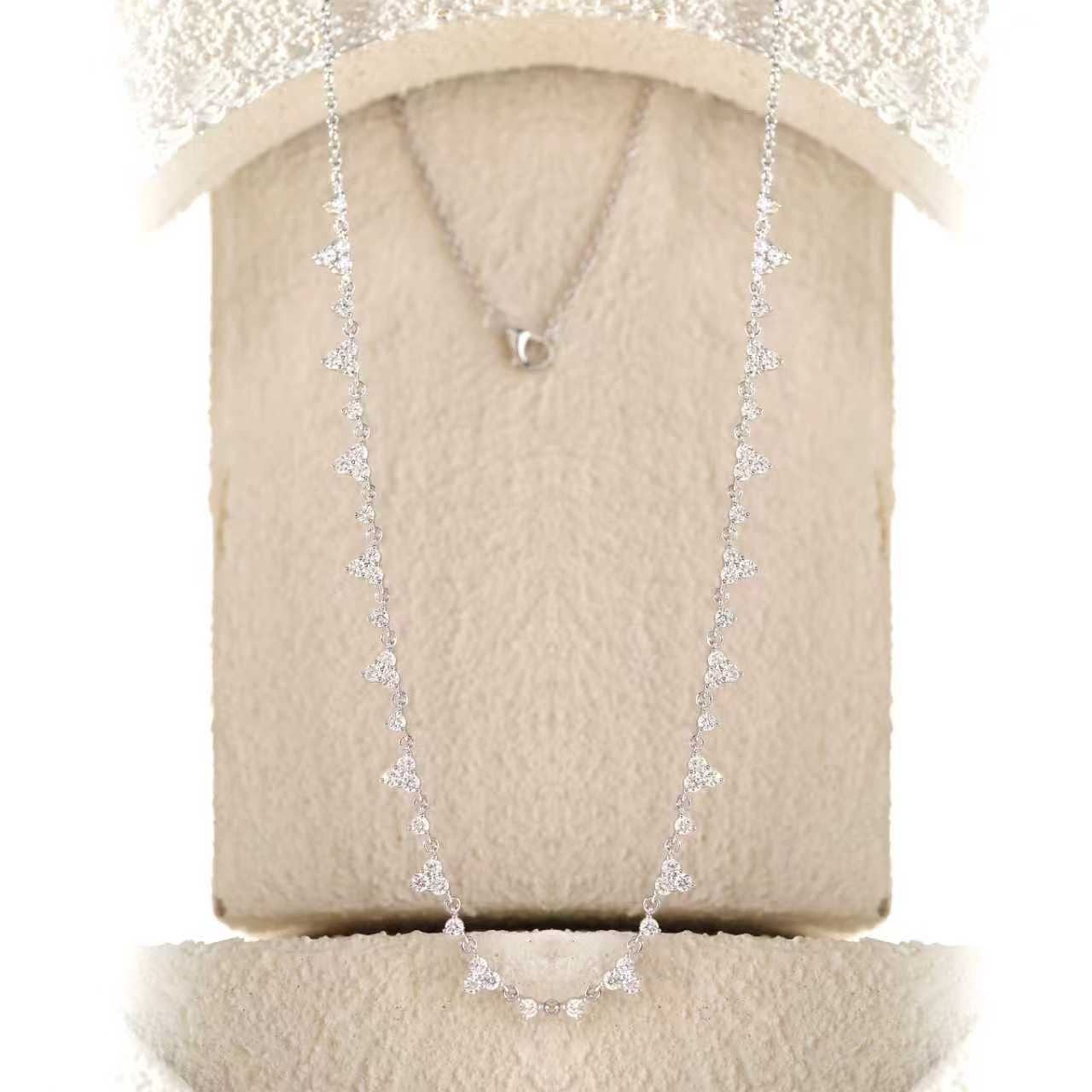 Ready to Ship Round Lab Diamond Triangle Chain Necklace