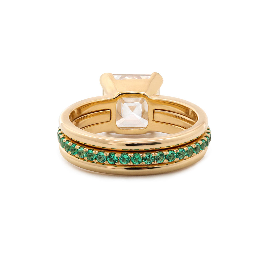 3.75CT Asscher Cut Lab Diamond Double Band Ring with Gem Insert Space - FIORESE JEWELRY