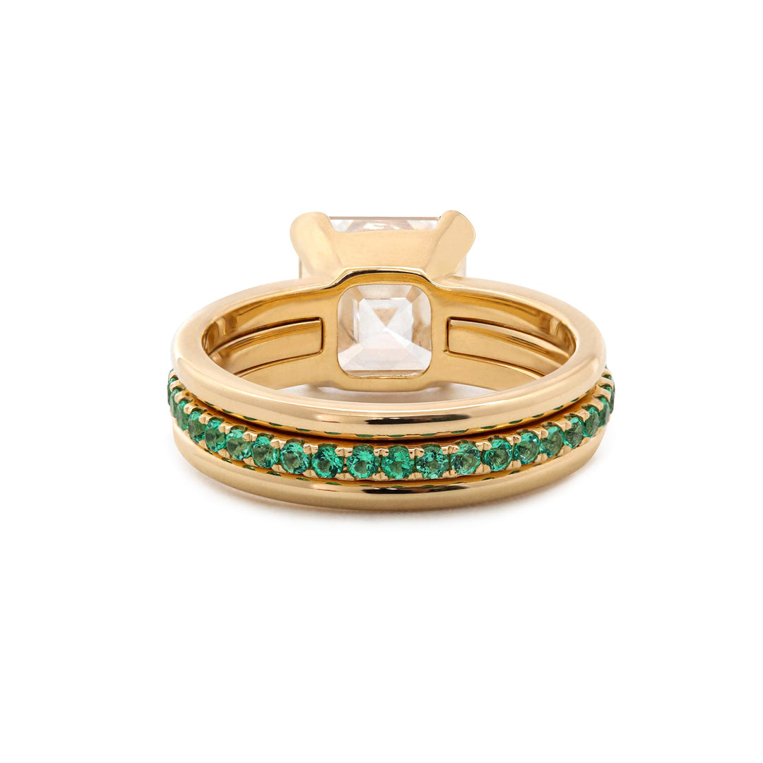 3.75CT Asscher Cut Lab Diamond Double Band Ring with Gem Insert Space - FIORESE JEWELRY