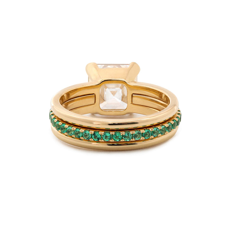 3.75CT Asscher Cut Lab Diamond Double Band Ring with Gem Insert Space - FIORESE JEWELRY