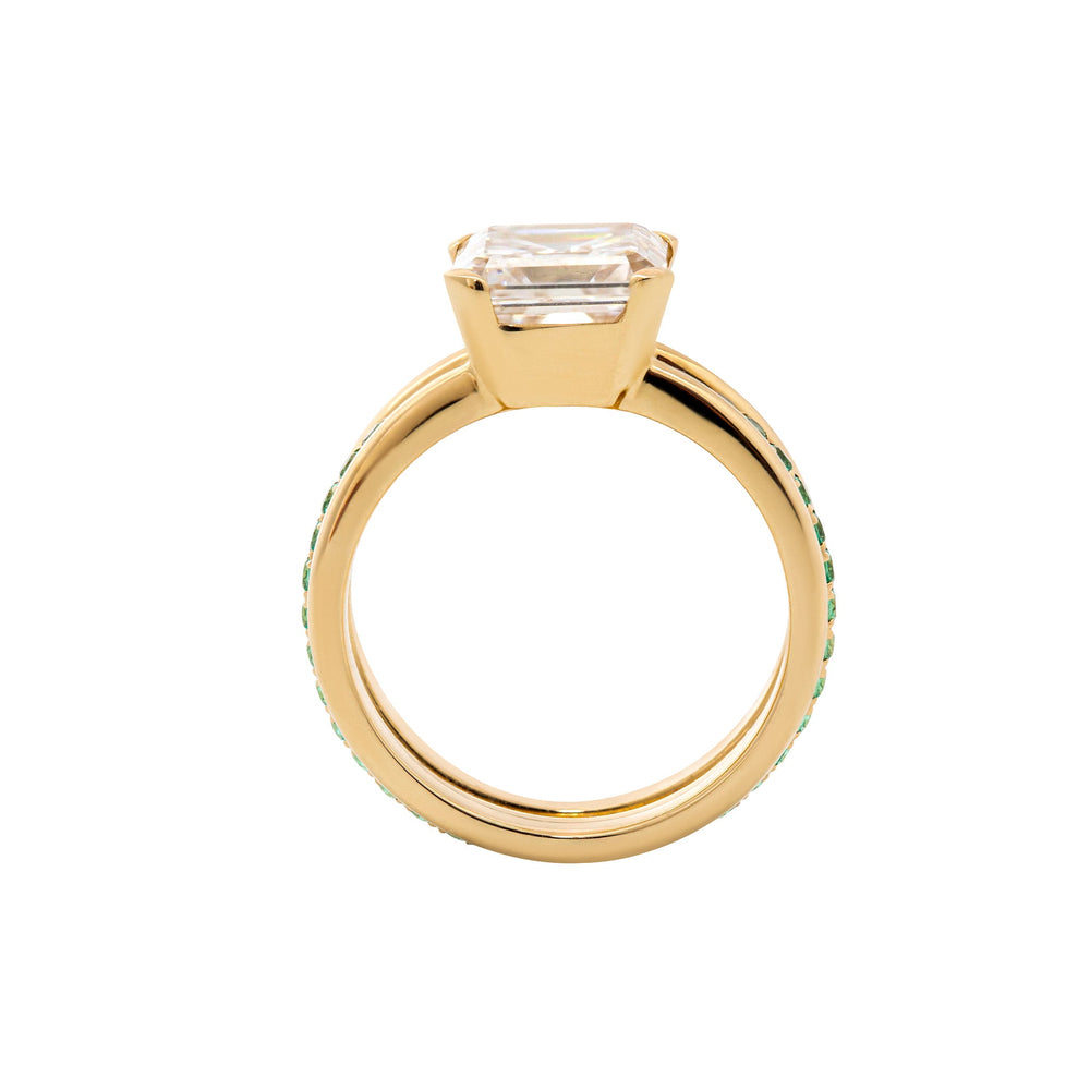 3.75CT Asscher Cut Lab Diamond Double Band Ring with Gem Insert Space - FIORESE JEWELRY