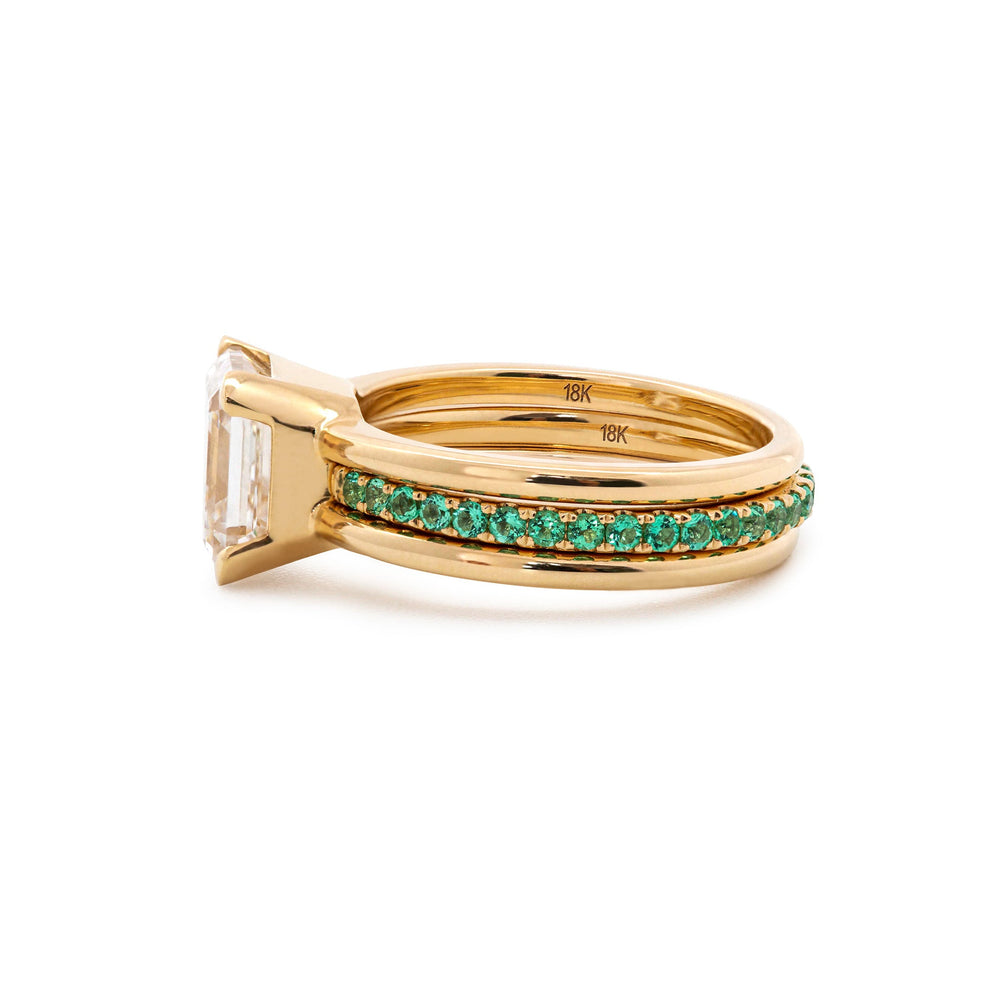 3.75CT Asscher Cut Lab Diamond Double Band Ring with Gem Insert Space - FIORESE JEWELRY