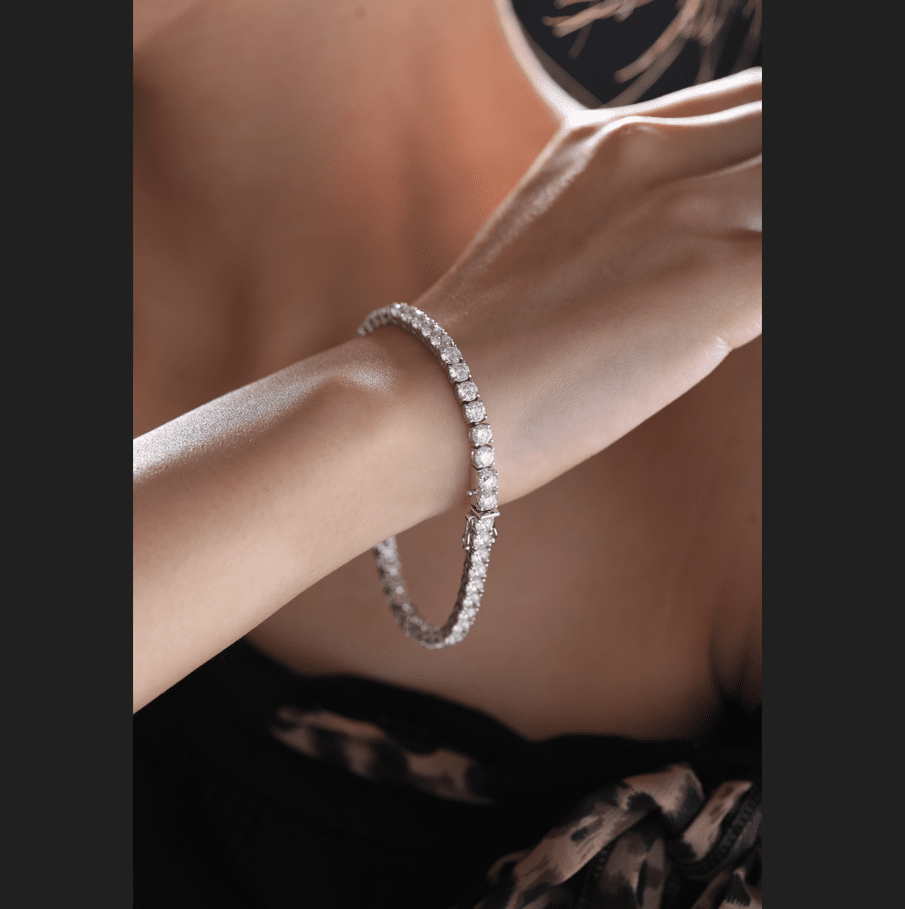 3.8mm Round Cut Lab Diamond 4 Prong Basket Tennis Bracelet Everyday Essential