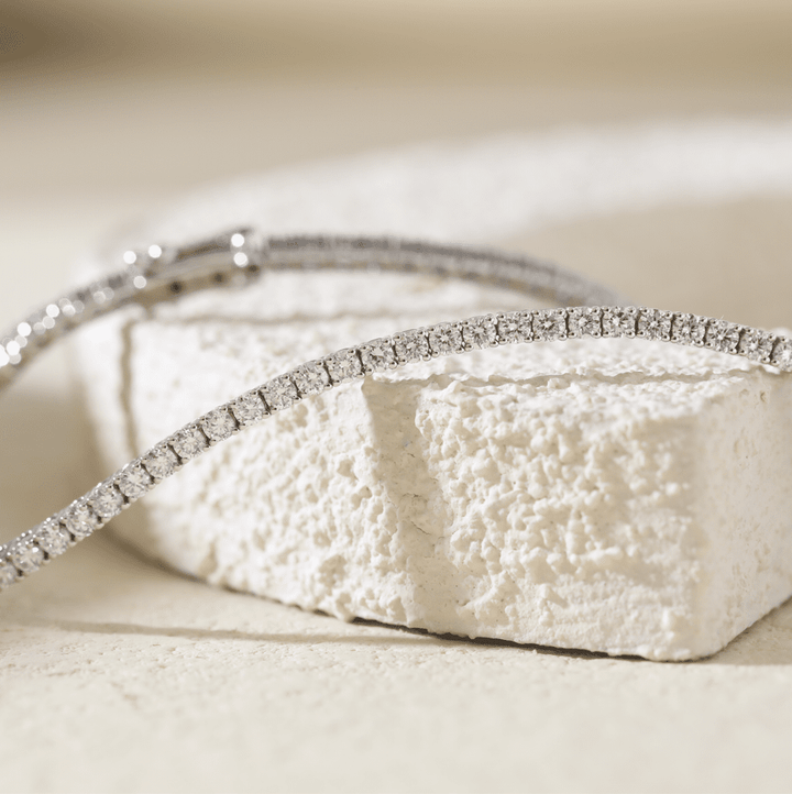 3.8mm Round Cut Lab Diamond 4 Prong Basket Tennis Bracelet Everyday Essential - FIORESE JEWELRY