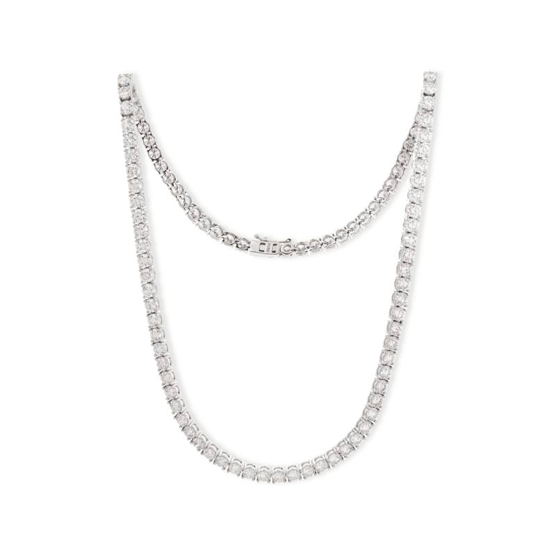 3.8mm Round Cut Lab Diamond 4 Prong Basket Tennis Necklace Everyday Essential - FIORESE JEWELRY