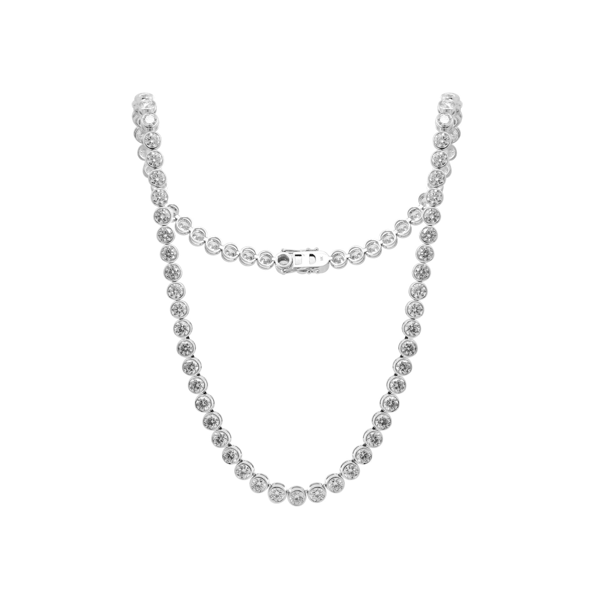 3.8mm Round Cut Lab Diamond Bezel Basket Tennis Necklace - FIORESE JEWELRY