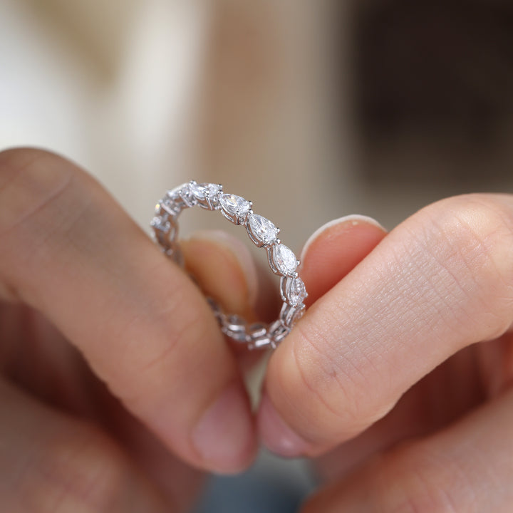 Pear-Cut Lab Diamond East-West Eternity Wedding Ring