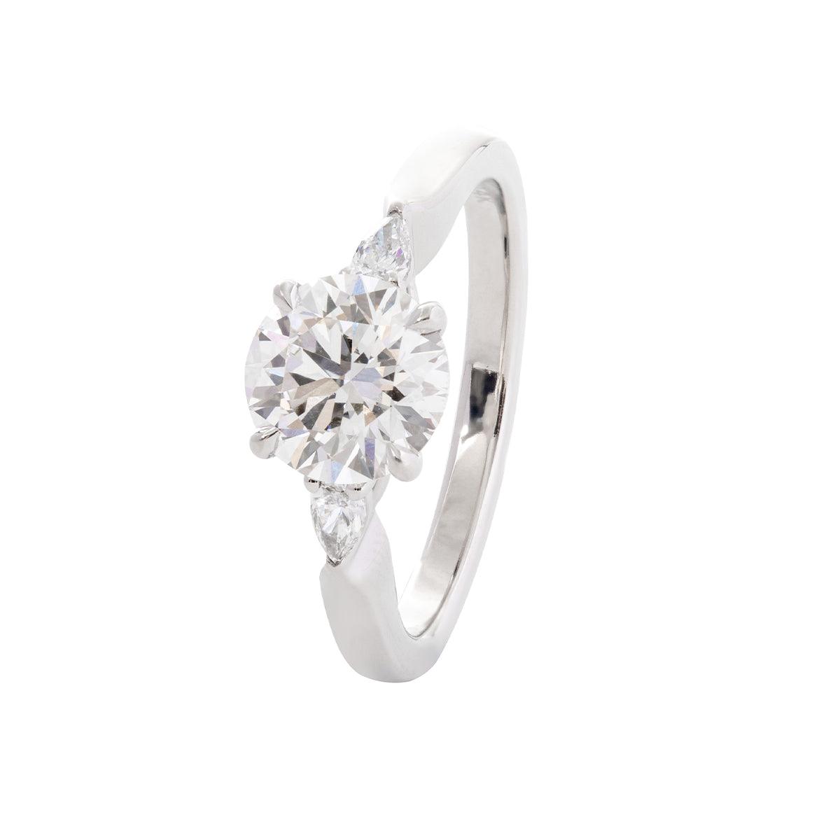 14K White Gold 1.5ct Round Cut Lab Diamond Three Stone Ring