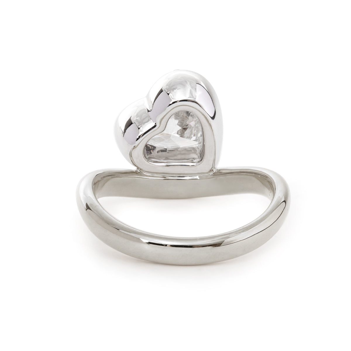 Cherished Moments 14K Yellow Gold 2.5ct Heart Shaped Lab Diamond Ring with White Gold Bezel and Wave Band