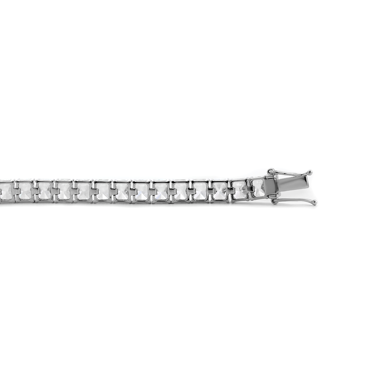 14K White Gold Radiant Cut Lab Diamond 4 Claw Prong Basket Tennis Bracelet