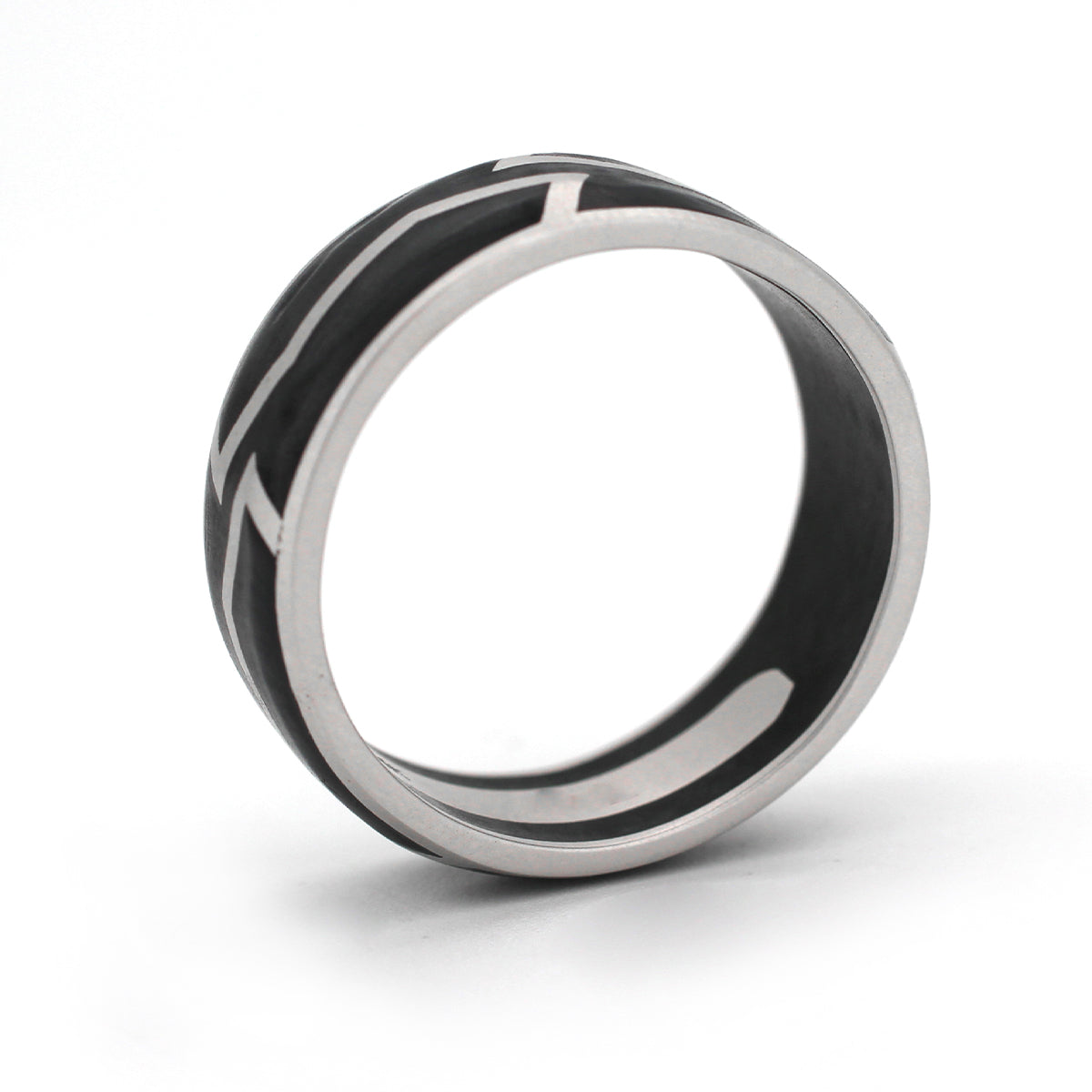 14K Gold Forged Carbon Men's Ring