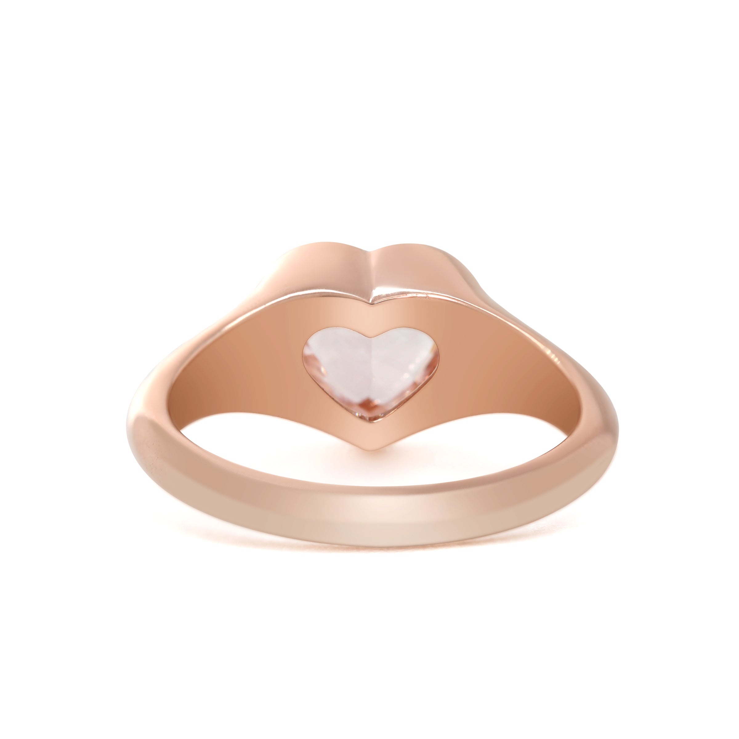 14K Rose Gold 1ct Heart Cut Pink Lab Diamond Bezel Solitaire Ring