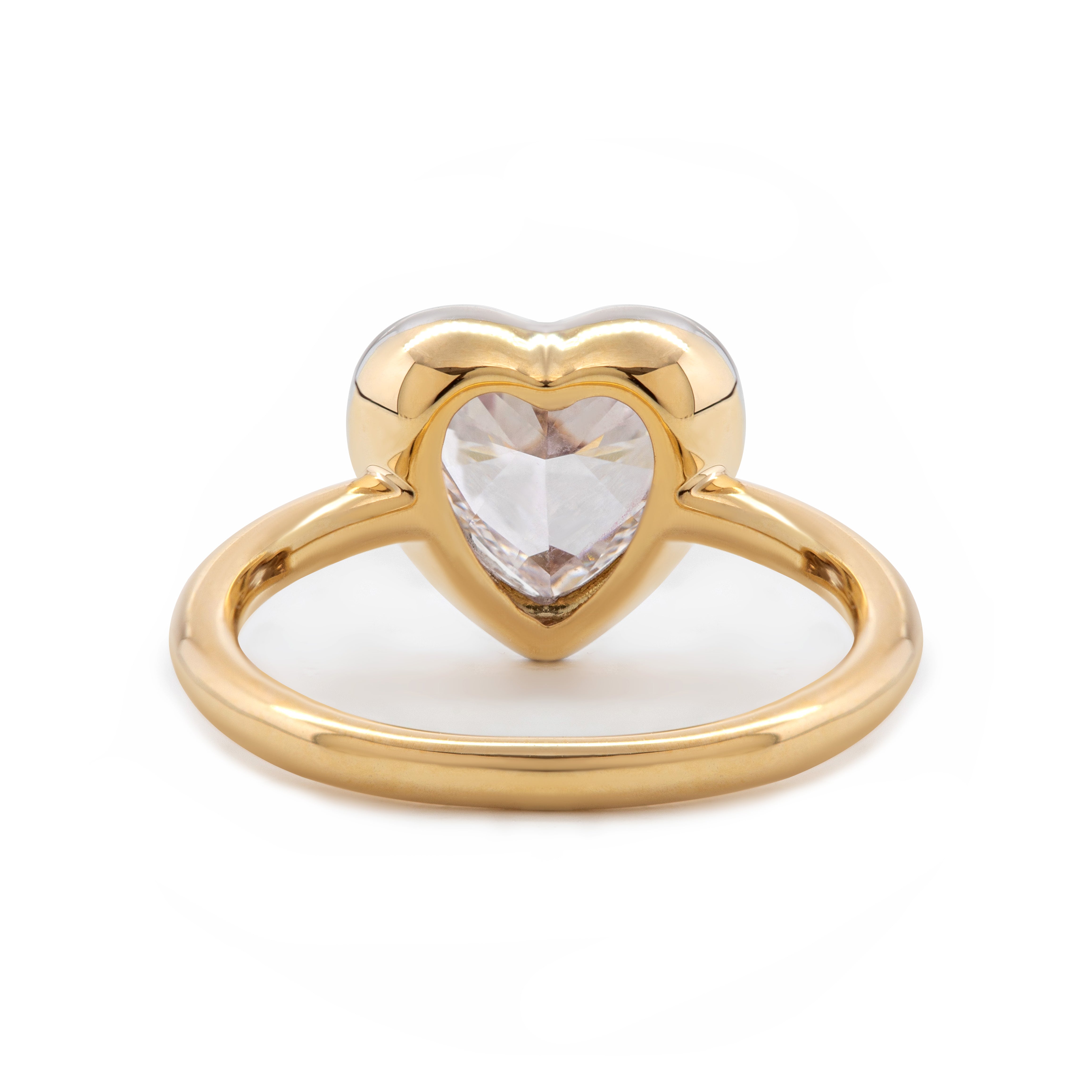 Cherished Moments 14K Yellow Gold 1ct Heart Shaped Lab Diamond Ring with White Gold Bezel Setting