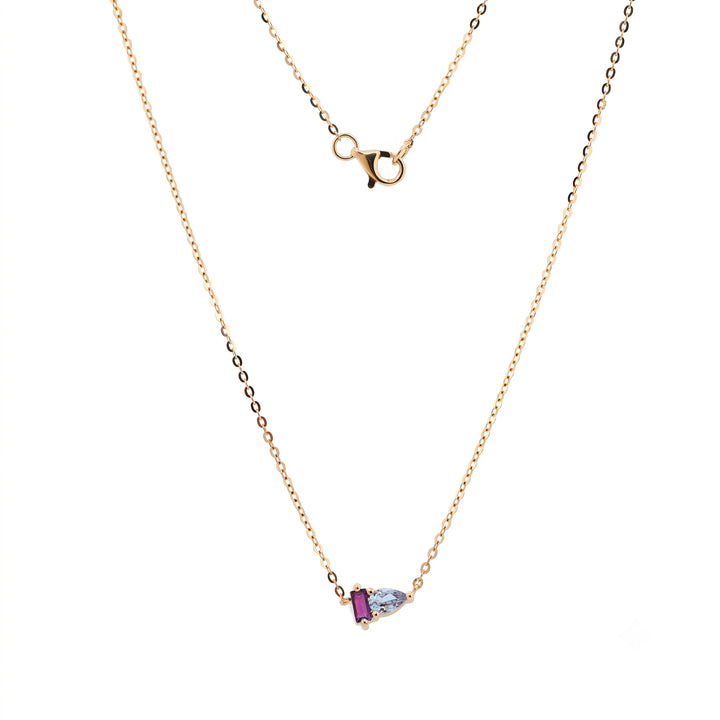 Pear-Cut Alexandrite &amp; Baguette-Cut Natural Amethyst Toi et Moi Pendant Necklace