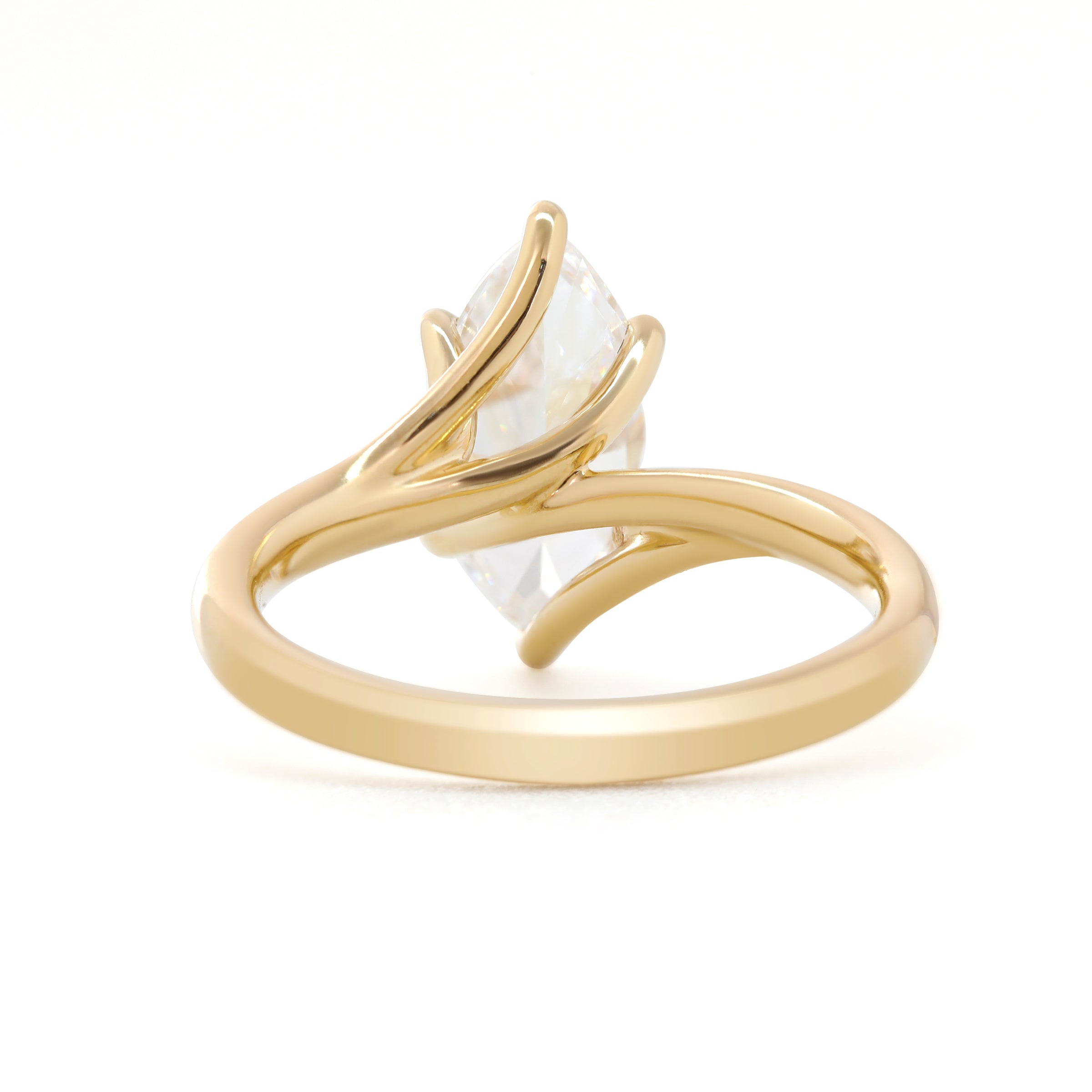 Marquise Cut Lab Diamond Six Claw Prongs Solitaire Ring — Art Nouveau Nature-Inspired