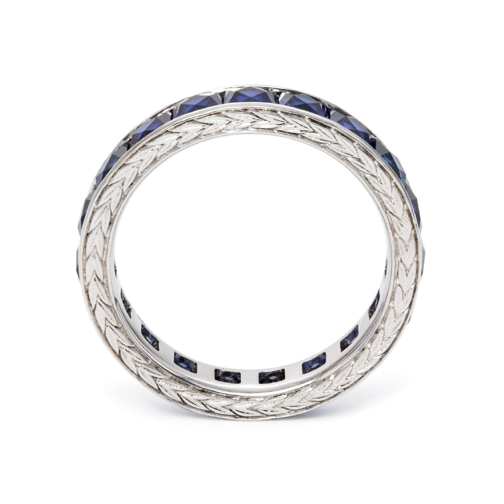 3mm Princess Cut Lab Sapphire Channel Setting Eternity Ring - FIORESE JEWELRY