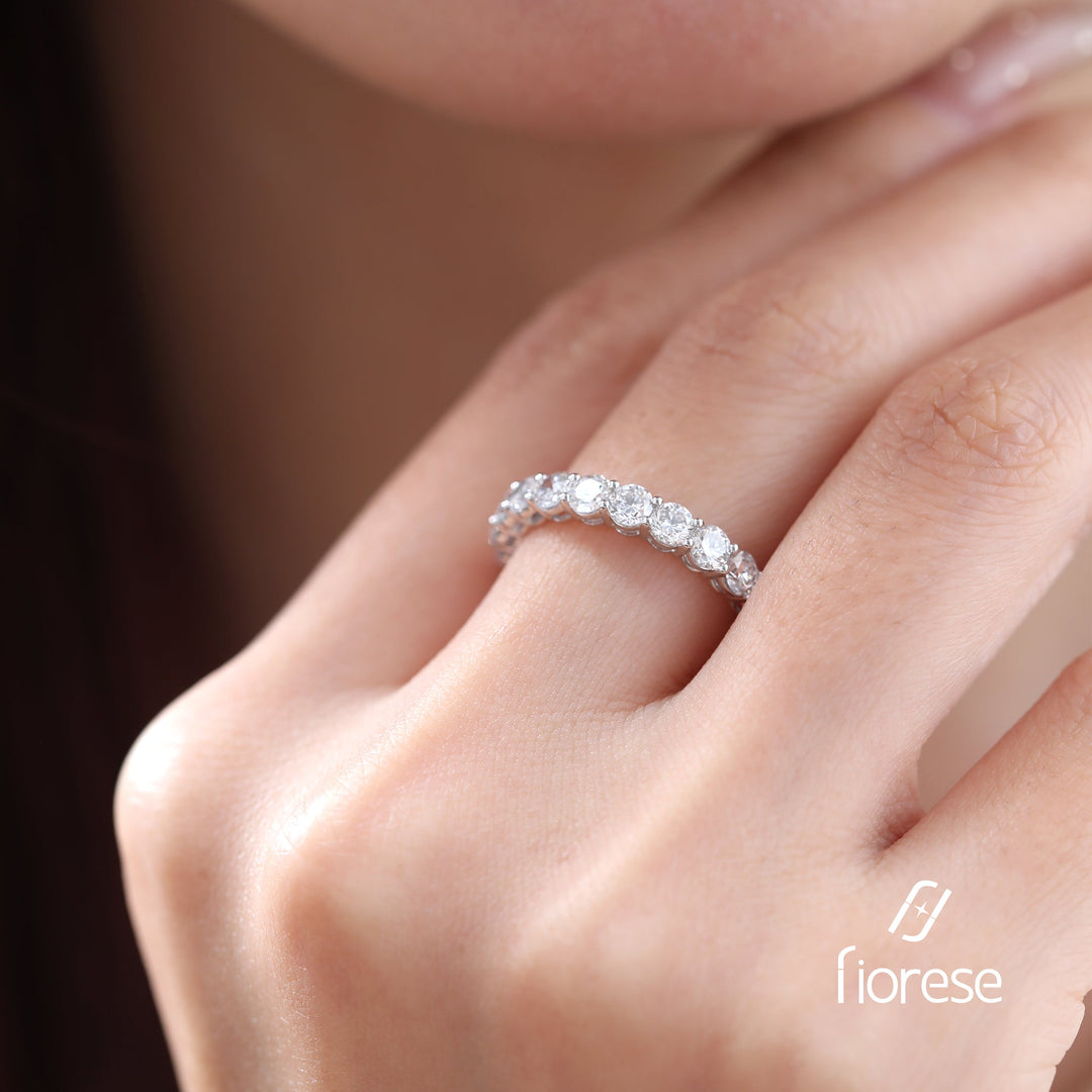 3mm Round Lab Diamond Eternity Ring with Shared Prong Basket Setting - FIORESE JEWELRY