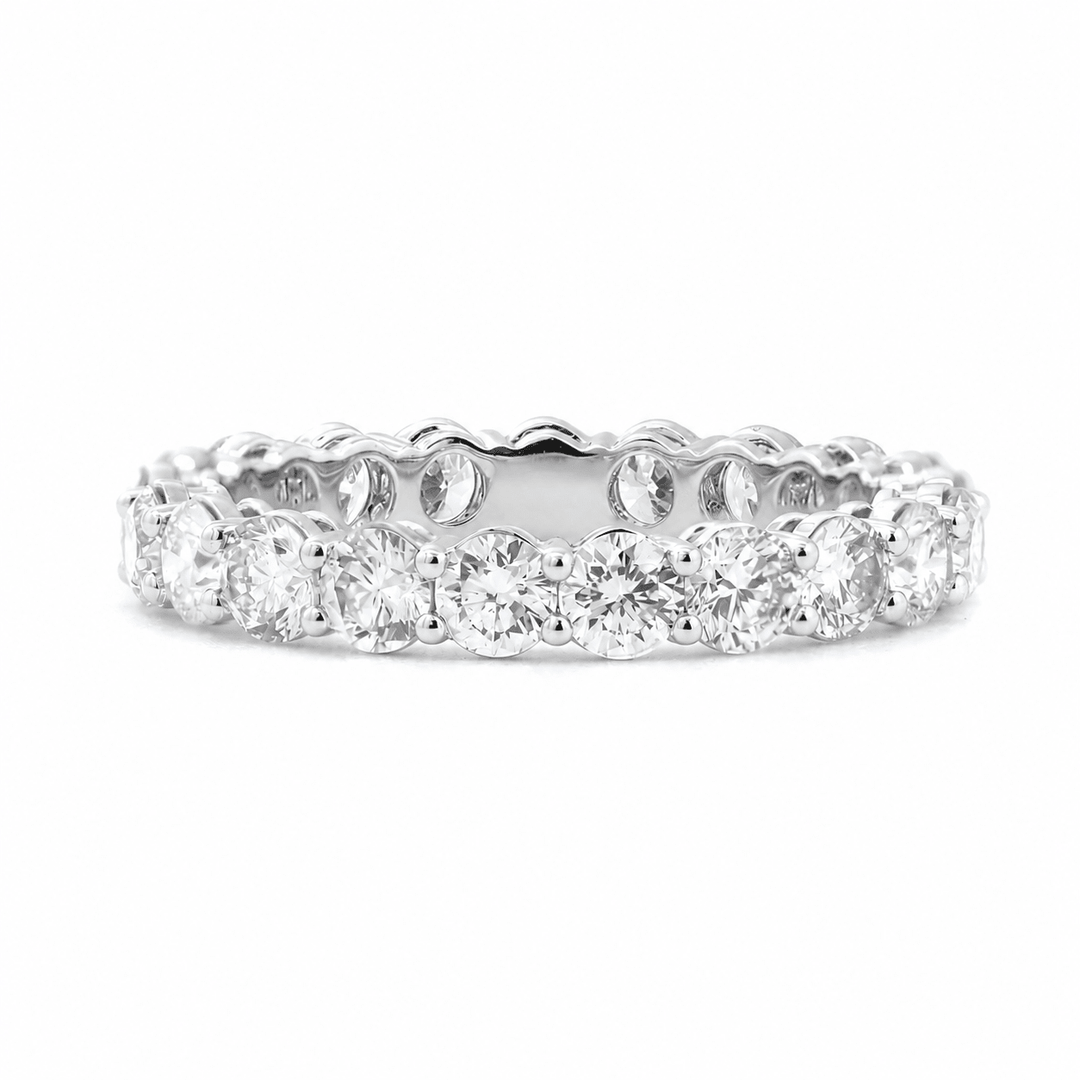 3mm Round Lab Diamond Eternity Ring with Shared Prong Basket Setting - FIORESE JEWELRY