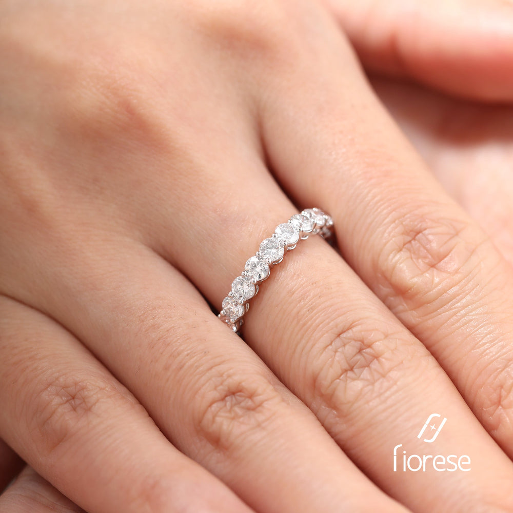 3mm Round Lab Diamond Eternity Ring with Shared Prong Basket Setting - FIORESE JEWELRY