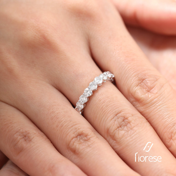 3mm Round Lab Diamond Eternity Ring with Shared Prong Basket Setting - FIORESE JEWELRY